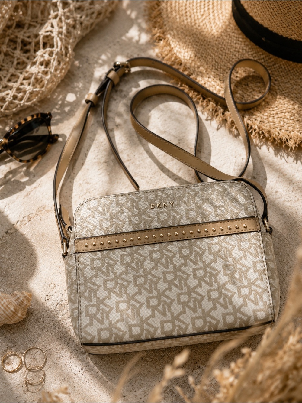 DKNY | Monogram Cream Crossbody Bag